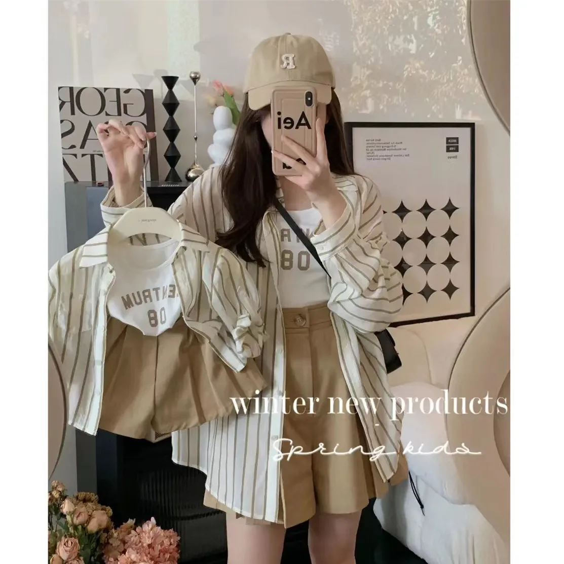 Mother And Daughter Clothes Set Women Fall Spring Outfits Fashion Mom Baby Girls Same Clothing Parent-Child Matching Korea Suit