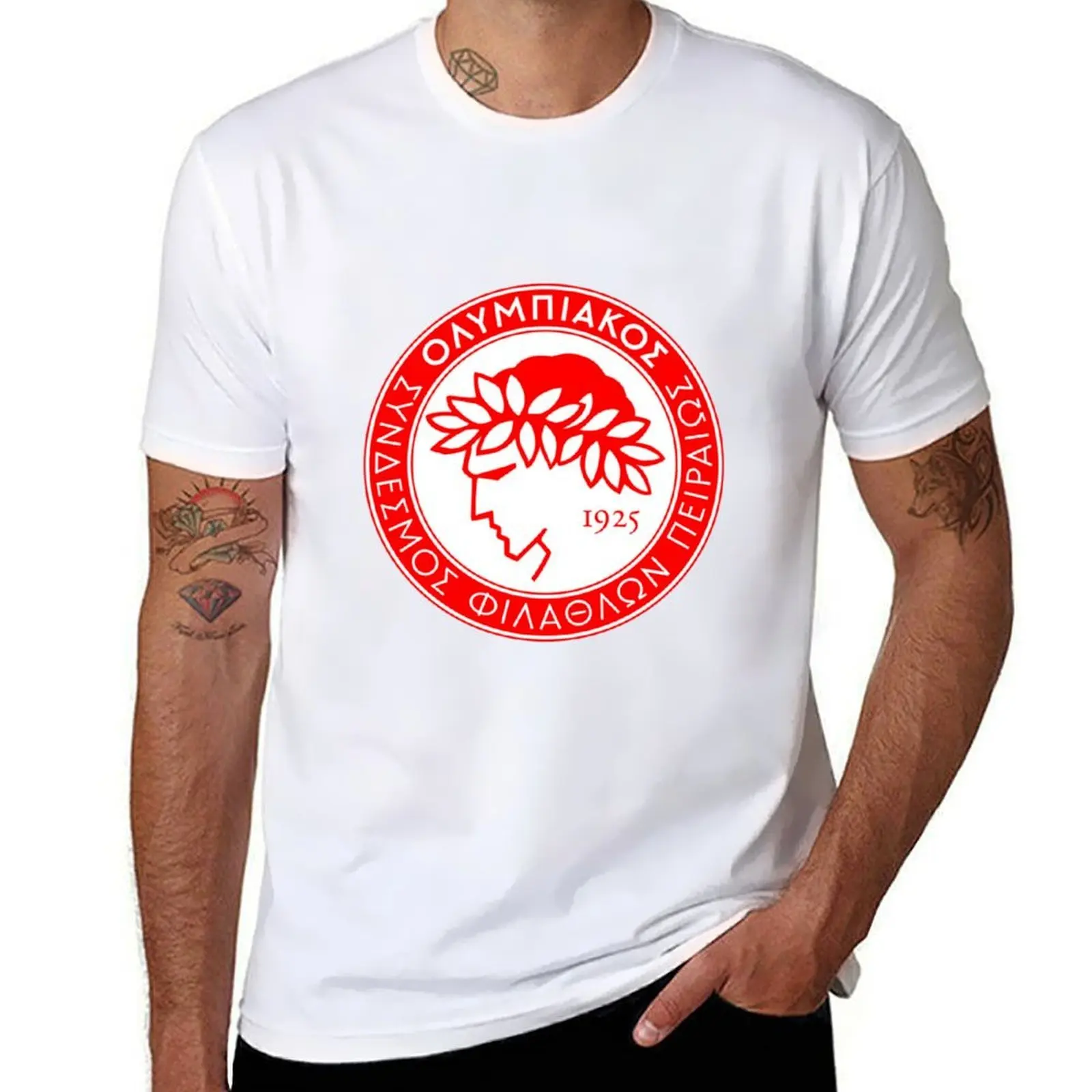 

OLYMPIAKOS T-Shirt men t shirt cotton 100% t shirts for man cotton soft T-Shirt