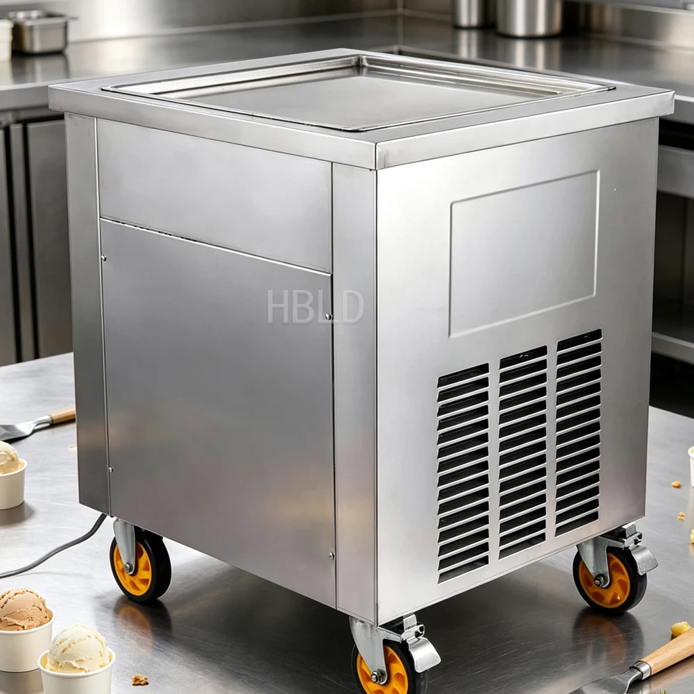 Frozen Yogurt Roll Machine, Commercial Square Pan Fried Ice Cream Maker for Street Food Vending