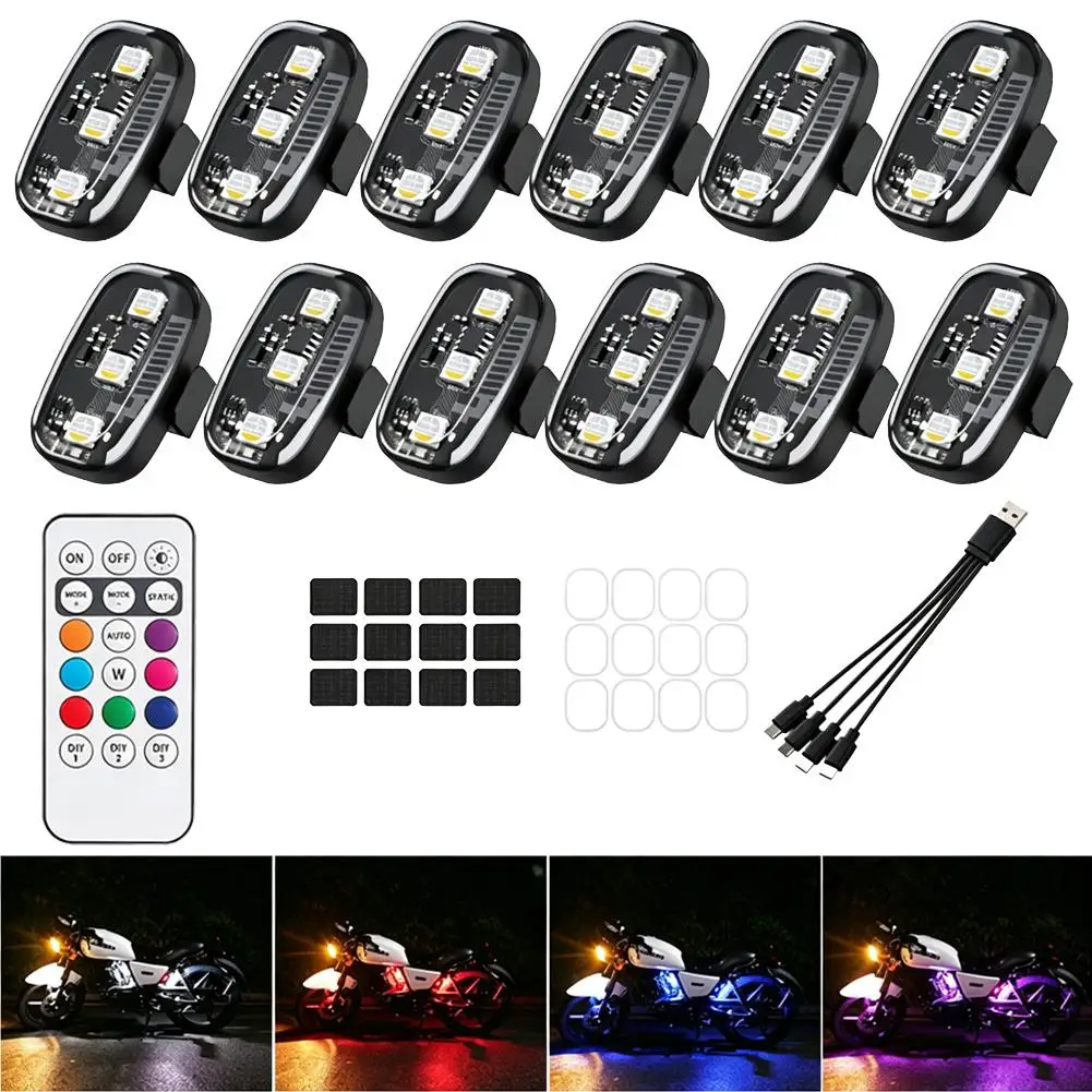 Wireless Remote Control LED Strobe Light Rechargeable Warning Indicator Lamp For Drone Motorcycle Bicycle Car