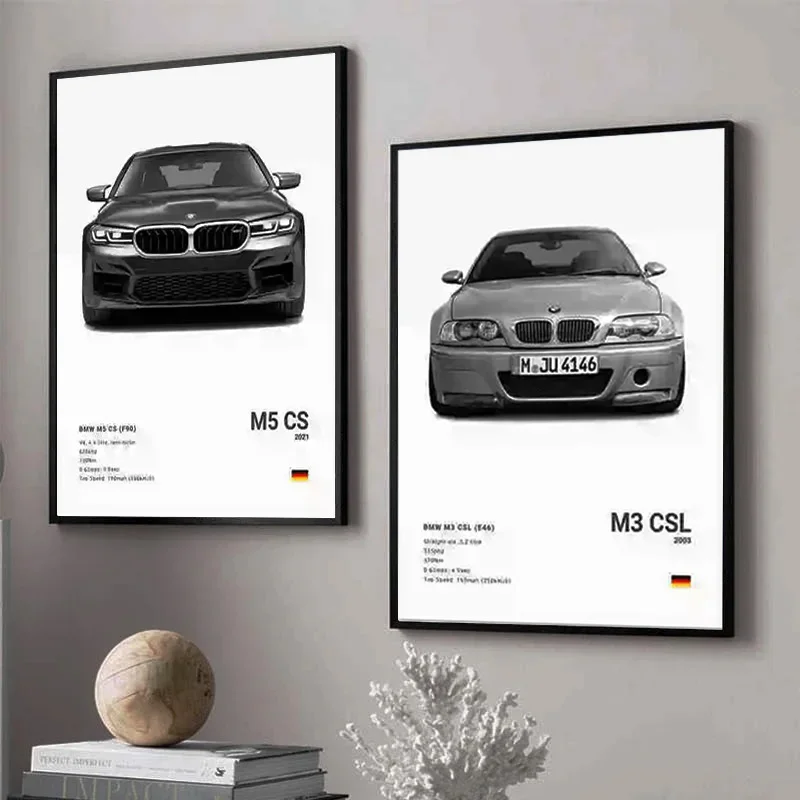 Car Luxury Sports Car Wall Art Poster Black And White Canvas Painting Wall Art Poster M5 M3 GTR M140 Living Room Home Decor Gift