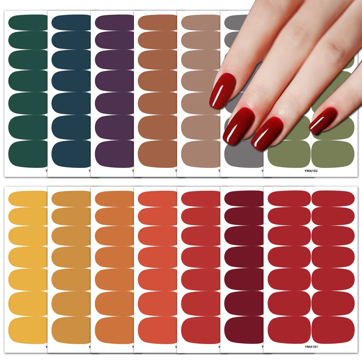 

14Pcs Nail Art Stickers Solid Color Nail Decals Color Nails Art Full Sticker Accesories Press on Nails Stickers Designer