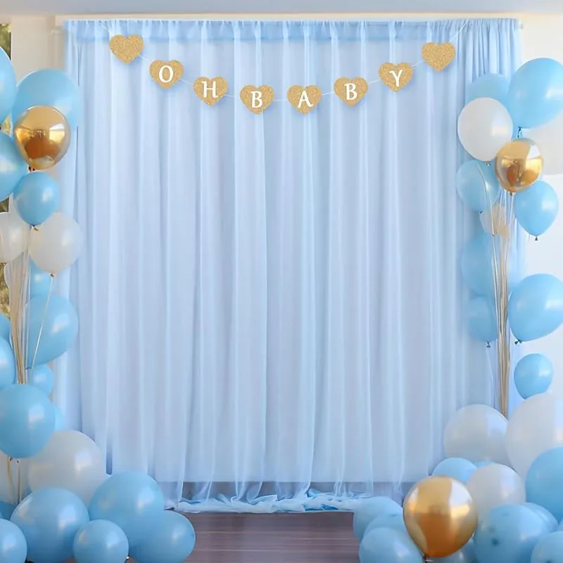 

1panel Chiffon Backdrop Curtain, Wrinkle-Free Sheer Chiffon Fabric Curtain Drapes Wedding Ceremony Arch Party Stage Decortion