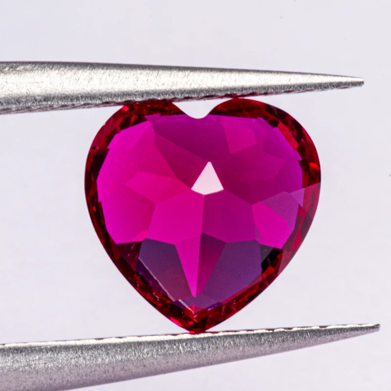 Ruby Rubellite Color Heart Shape Extremely Shiny Quality  Lab Grown DIY Charms Ring Necklace Earrings Materials AGL Certificate