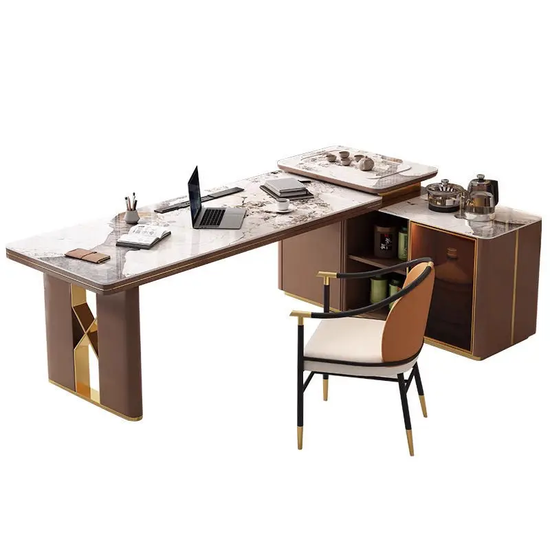 

Light luxury rock slab desk, modern simple corner home study
