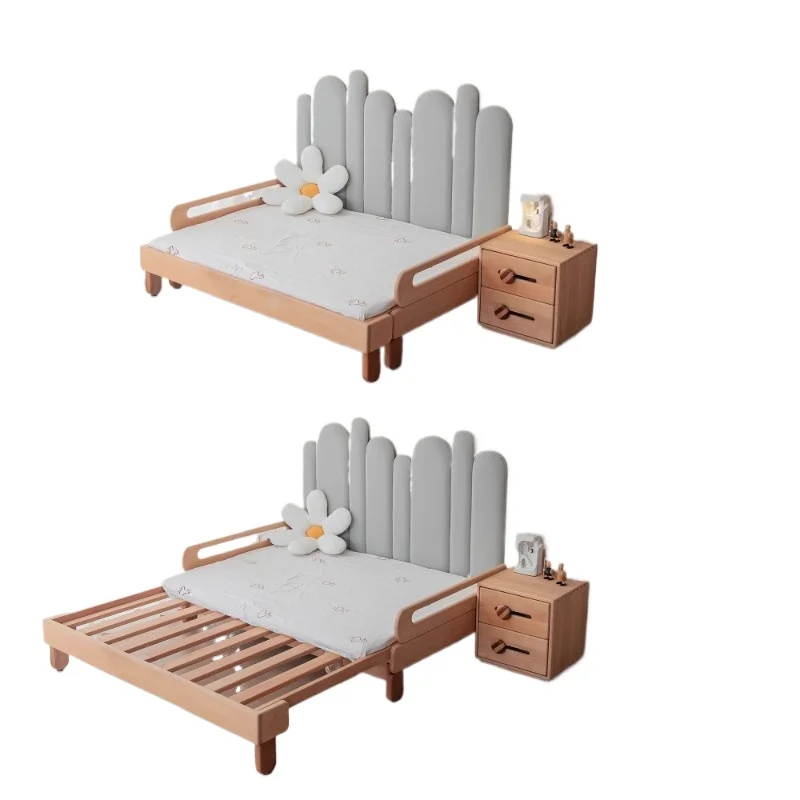 

Expansion bed Children, beech splicing pull-out bed Boys and girls with guardrail soft rest