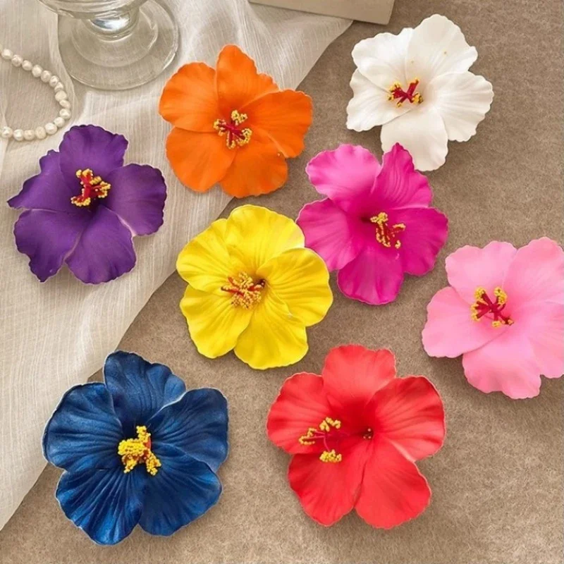 

New Bohemian Egg Flower Hair Clip Sweet Seaside Beach Hairpins Colorful Fusang Floral Hair Clips for Trendy Women Girls Headwear