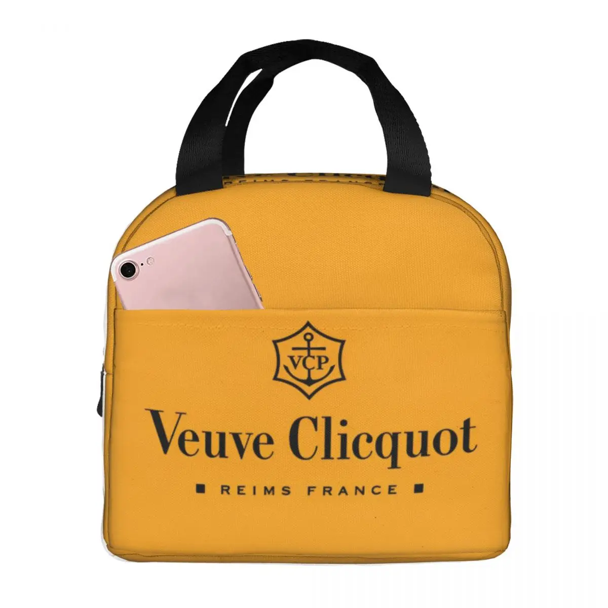 Champagne Orange Insulated Lunch Bag Large Veuves Clicquots Lunch Container Thermal Bag Lunch Box Tote Work Outdoor Food Handbag