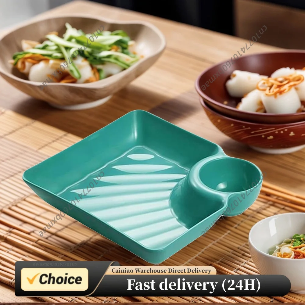 4Pcs Chips and Dip Plates Reusable Dumpling Plate with Dipping Saucer for Appetizer Sushi Taco Salsa Charcuterie