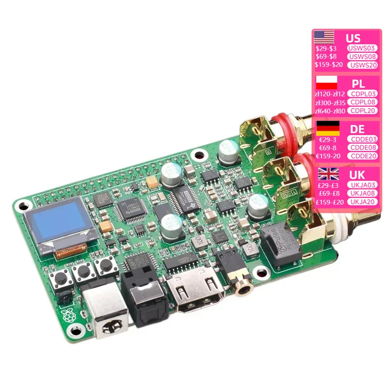 Nvarcher PCM1794A Raspberry Pi DAC Audio Decoding Board HIFI Fever Coaxial Fiber I2S DSD512 Digital