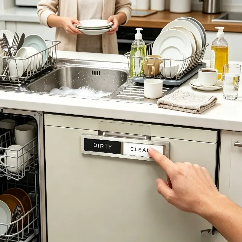 Hot Sell Clean Dirty Dishwasher Magnet Clean/Dirty Sign Stainless Steel Non-Scratch Strong Magnet Extra Adhesive Options Easy t