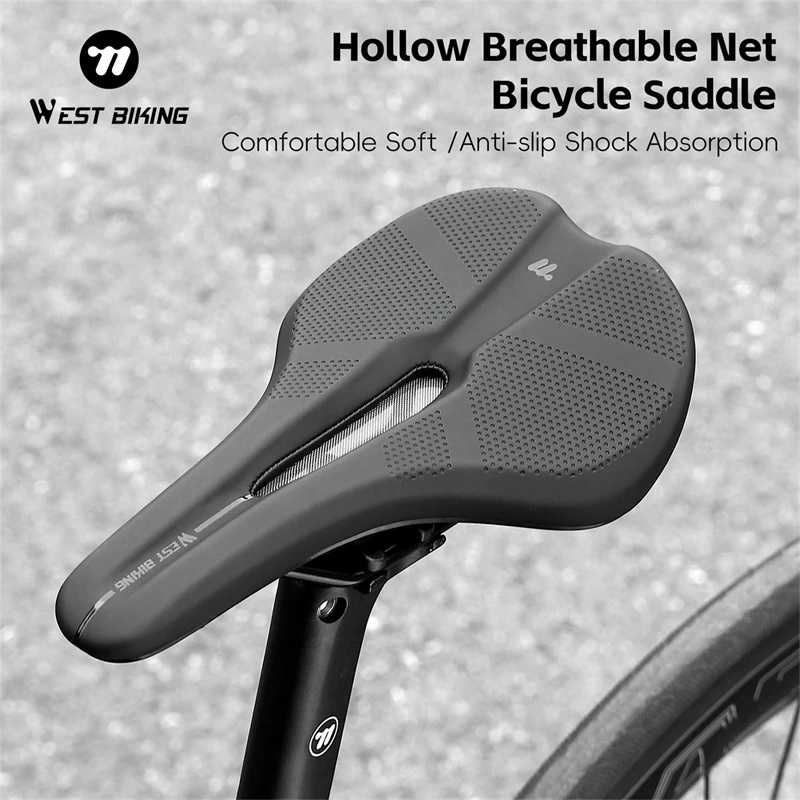 WEST BIKING Bicycle Seat Cushion Road Bike Breathable Shock-Absorbing Saddle Mountain Bike Comfortable Seat Racing Equipment