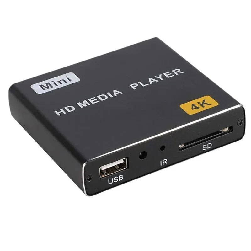 

Mini 4K HDD Media Player 1080P Horizontal and Vertical Digital Video Player with USB Drive/SD Cards US Plug -B12B