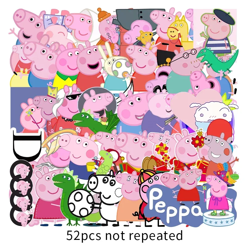 100pcs Not Repeated New Cartoon Anime Cute Peppa Pig Kids Sticker