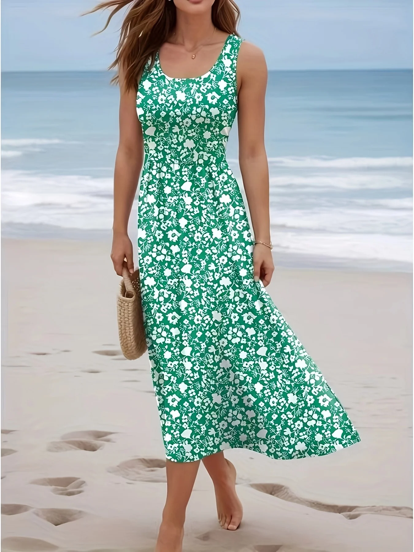Women Summer Sleeveless Floral - đánh giá và giá Sundress Midi Floral