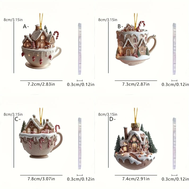 

Shatterproof Festival Tree Decoration Modern Designs Cottage Warm Little Coffee Cup Pendant For Living Room Or Office