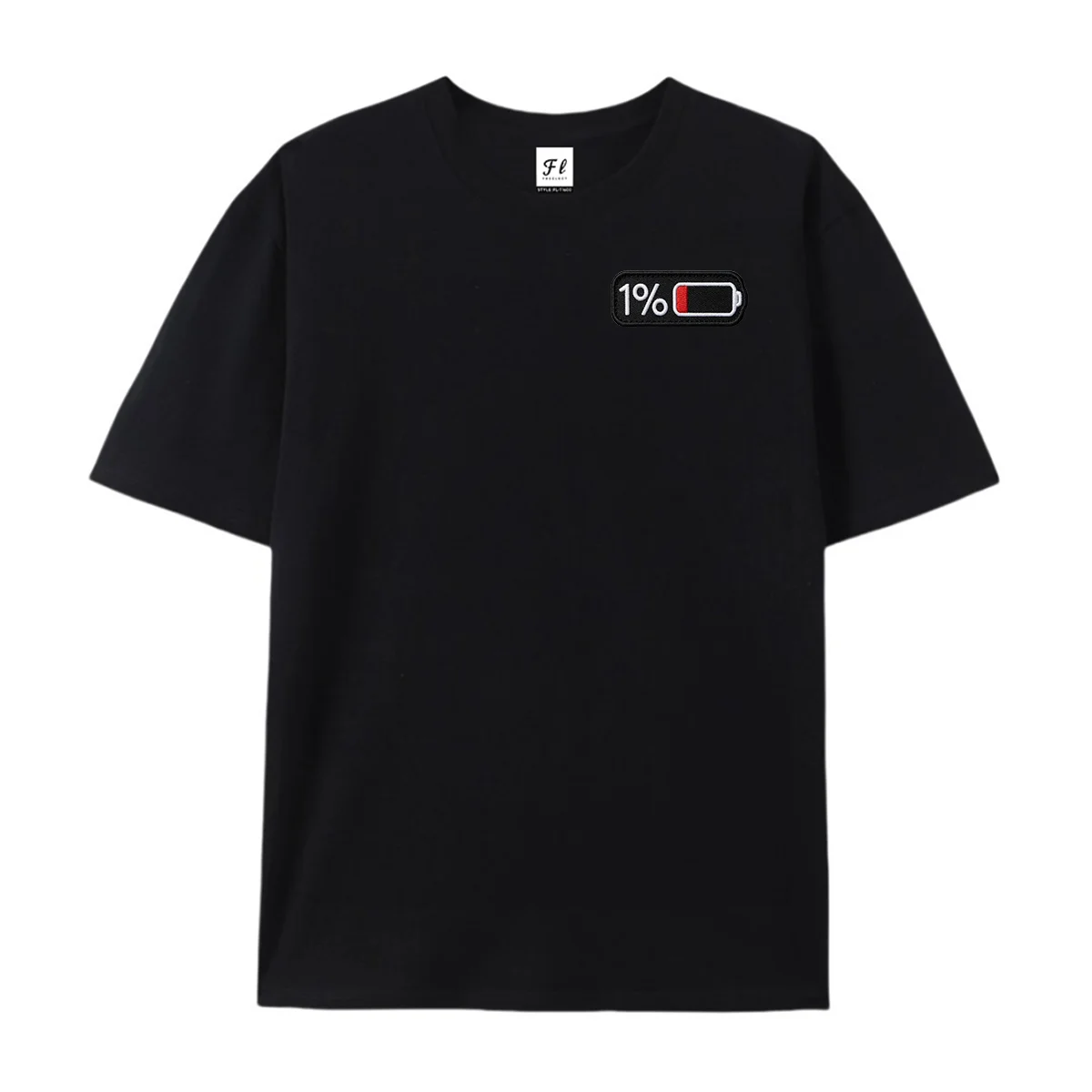 One Percent Low Battery Icon T‑Shirt Funny Mental Energy Meme Minimal Graphic Daily Wear Unisex Tee Shirt New Daily Streewear