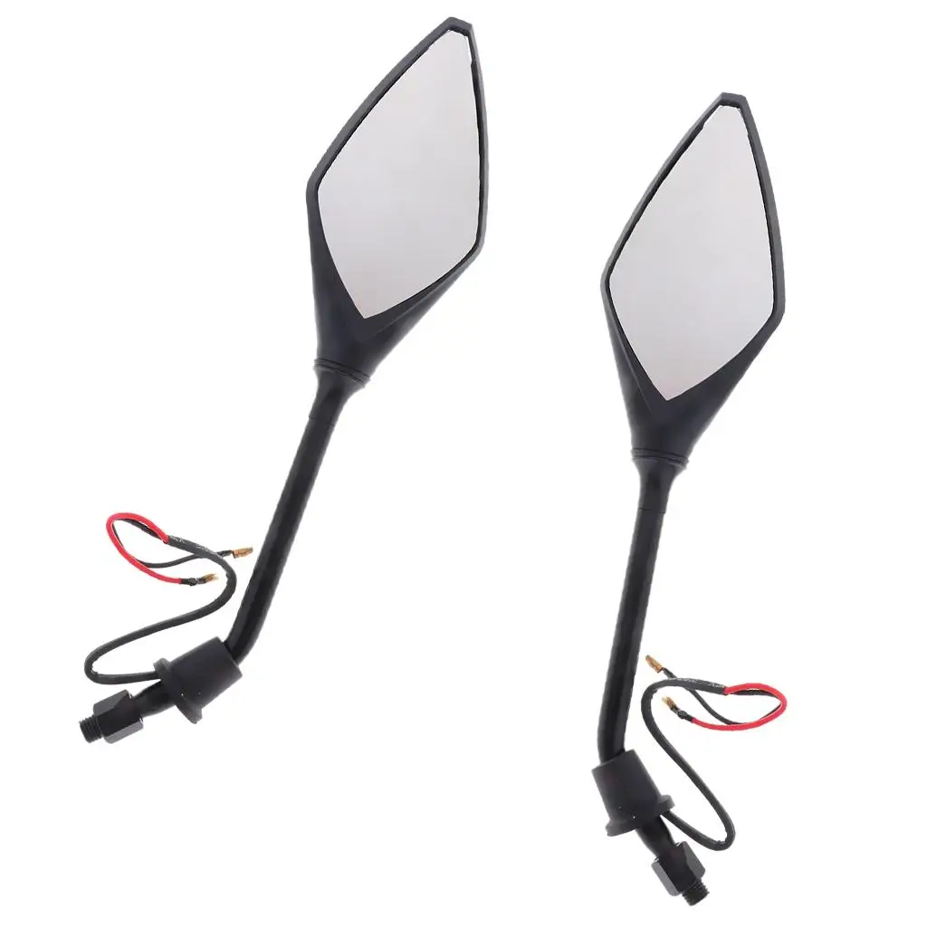 Motorcycle LED Turn Signal Rearview Mirrors Universal 10mm Mount Side Mirror ABS Shell Weatherproof for Bike Scooter