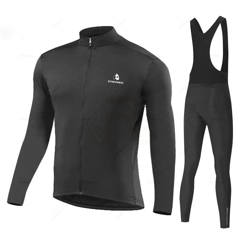 Etxeondo Nieuwe Zwarte Wielertrui 19D Bib Set Uniform Bike Team Kleding Snel Droog Fiets Slijtage Kleding Heren Lange Maillot