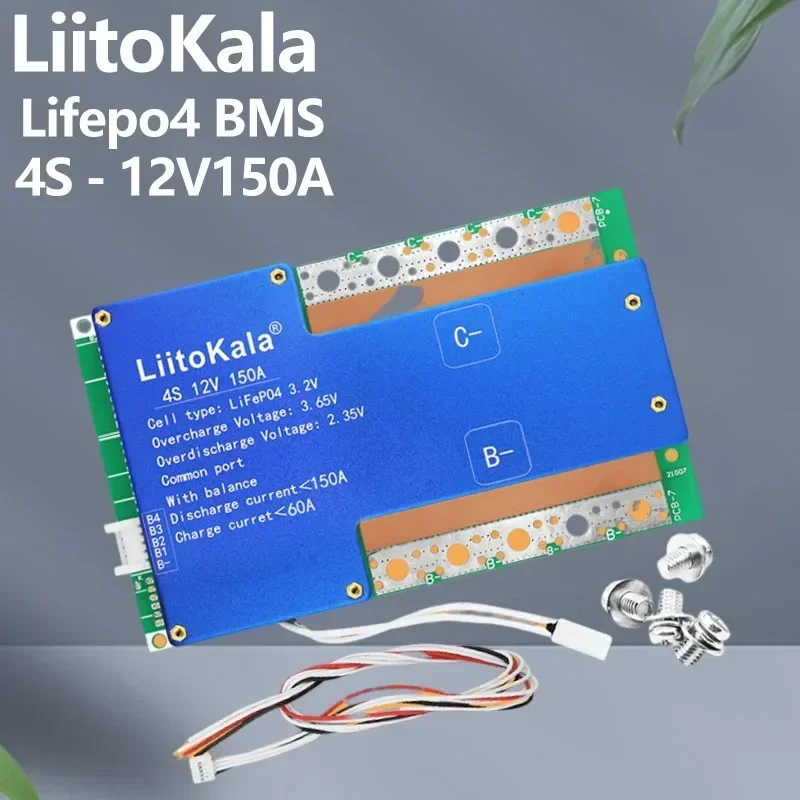 LiitoKala BMS 4S-12V100A 150A 200A 300A Smart BMS Lifepo4 con potenza di avviamento per auto Funzione di bilanciamento passivo di calore serie Uart