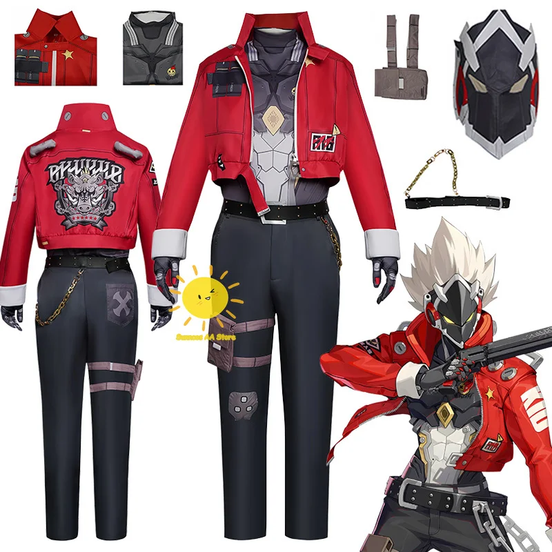 Game Billy Cosplay Zenless Zone Zero Cosplay Costumes Shirt Pants Coat Belt Bag Billy The Kid Suits Mask Halloween Cos Adult Men