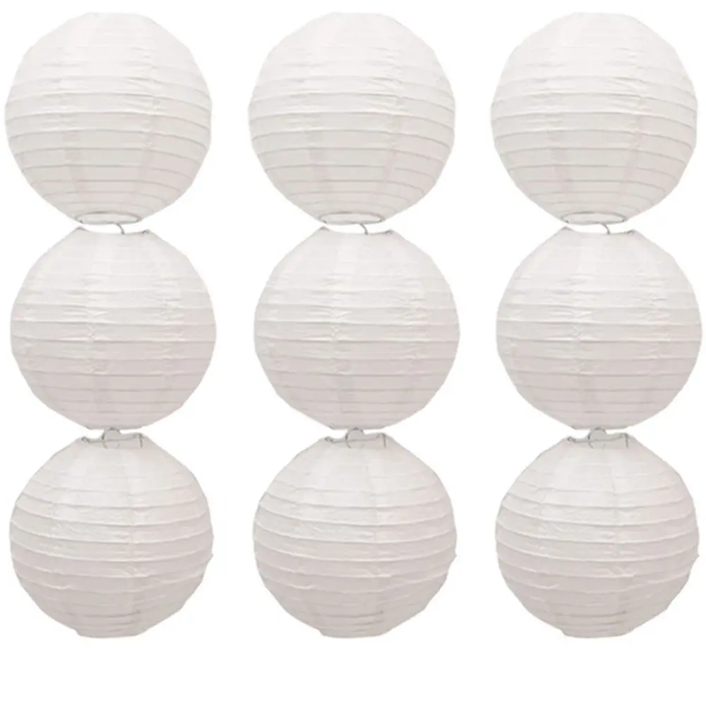 Lanterne chinoise ronde en papier blanc, décoration de fête d\'anniversaire de mariage, fournitures de vacances, décor de lampe en papier, mi-automne