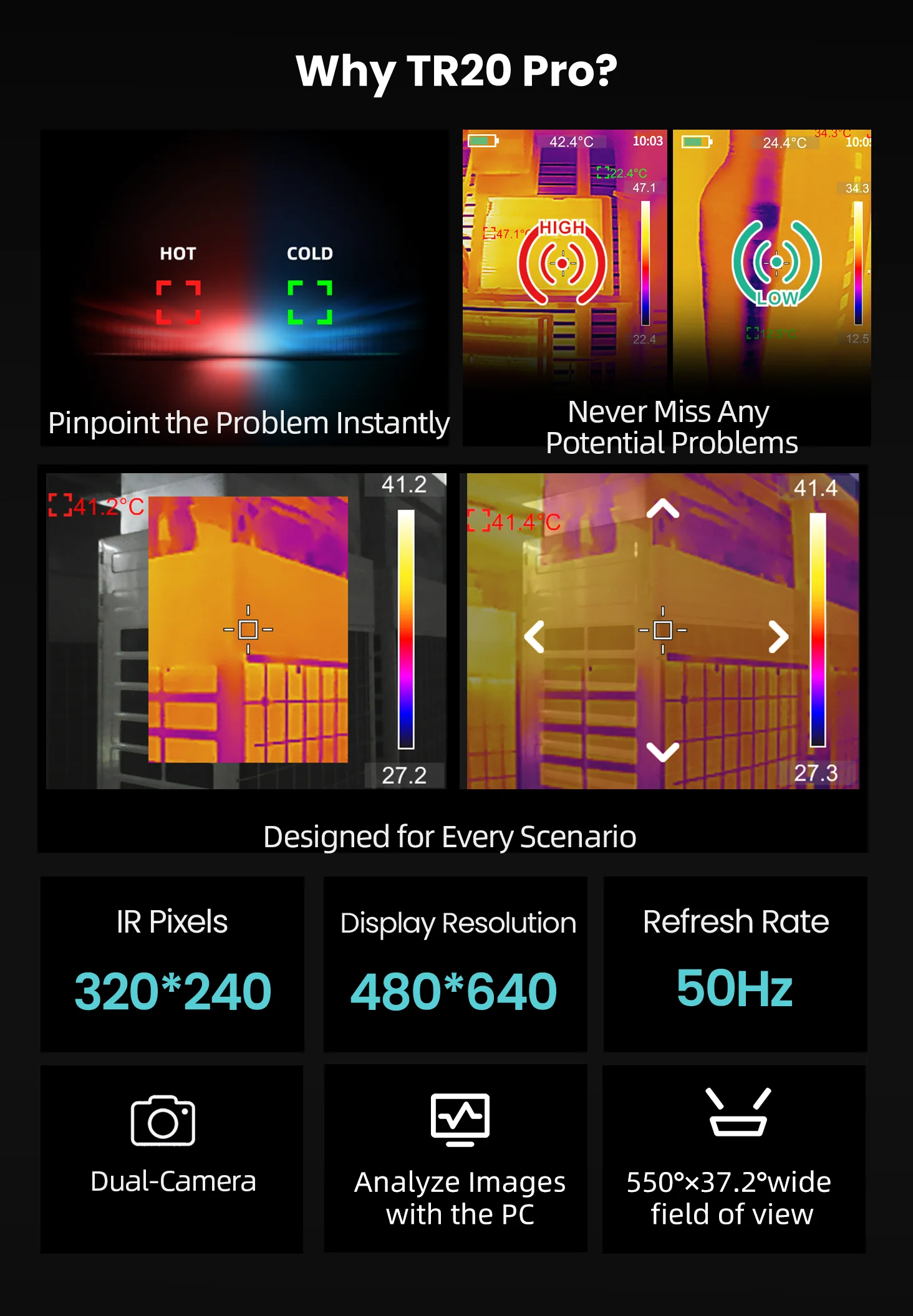 MILESEEY Thermal Imaging Camera 320x240 Resolution TR20 PRO Thermal Camera 50Hz High Refresh Rate with Video Recording
