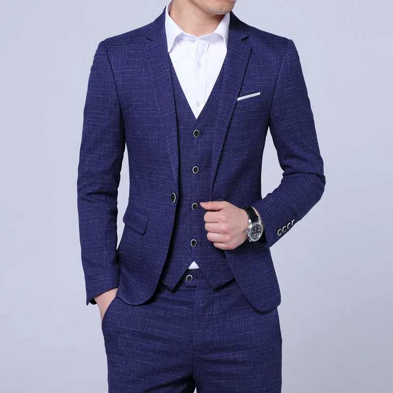 2024 High Quality Groom Suit (suit + Vest + Trousers) Fashion Wedding Dress Business Casual Handsome Slim Three-piece Set  M-5XL