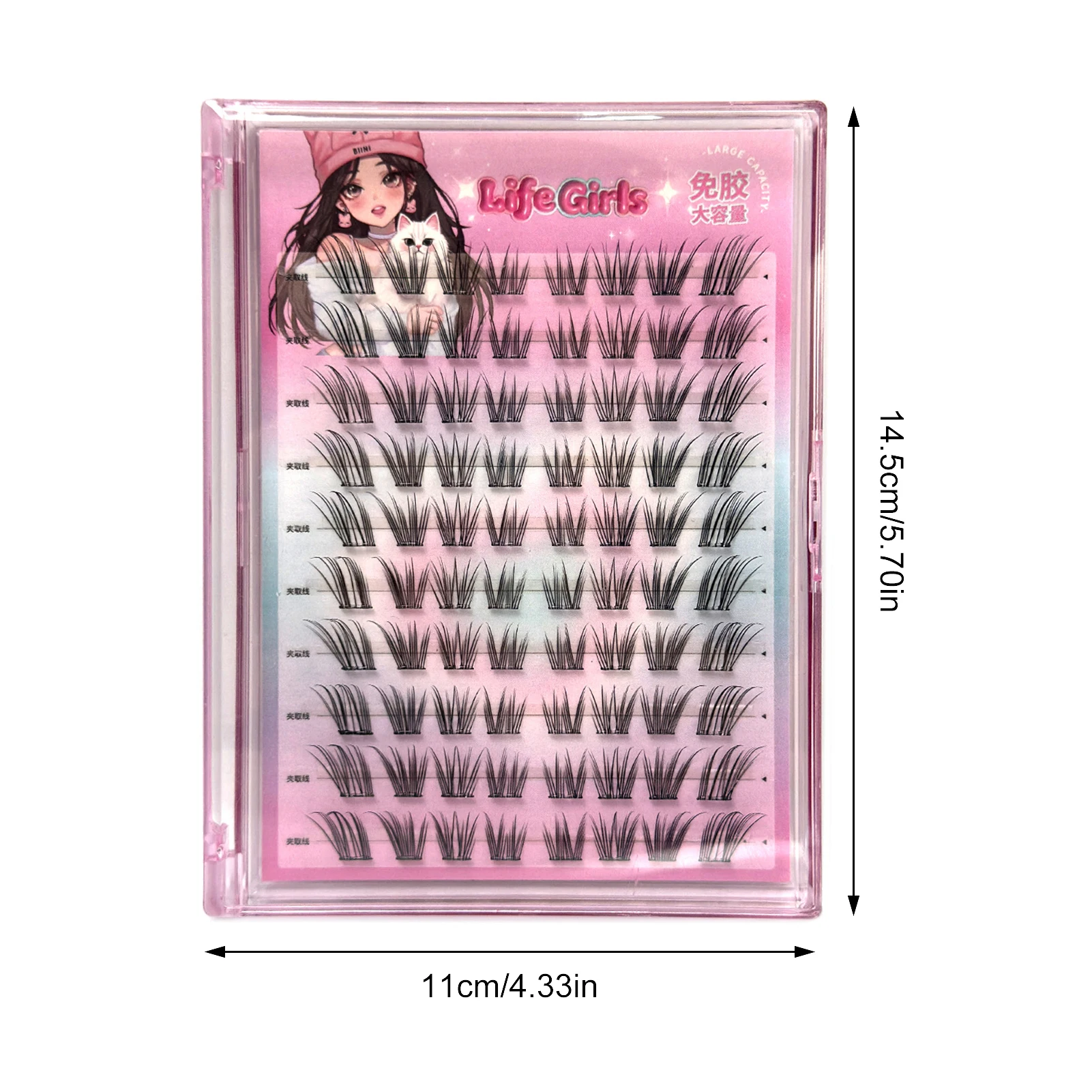 Manga False Eyelashes fox- eye cosplay No Glue Black Lashes extenstion 7-12mm Mixed Length Natural Volume Thick curled up lash