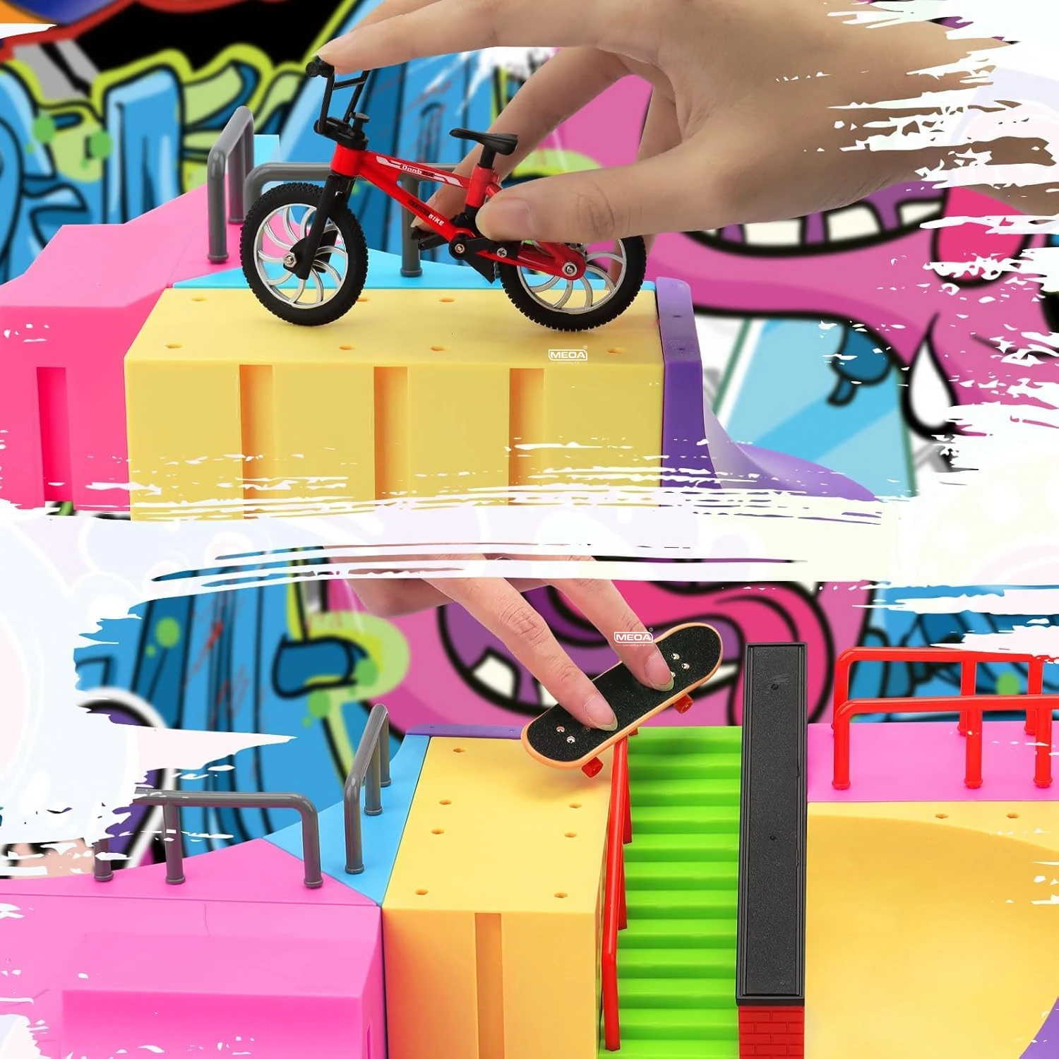 Zuasdvnk Parque de Toque, Kit de Skate Park, Kit de Monopatín con Dedos, Kit de Skate Park Multifuncional, Regalos de fiesta para niños y niñas, adultos