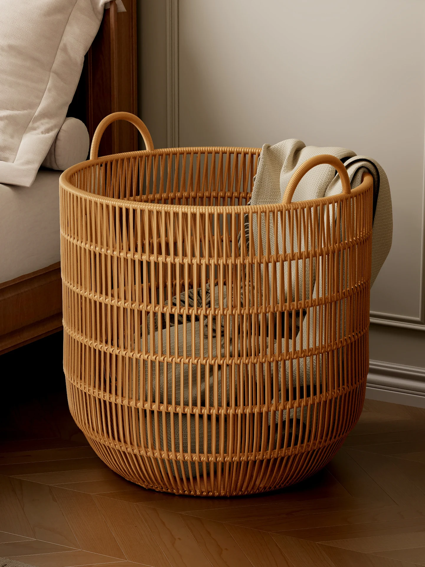 

High Aesthetic Value Wierlike Laundry Basket Home Use Batoom Storage Basket for Dir Clothes Japanese Sle Bedroom Orga...