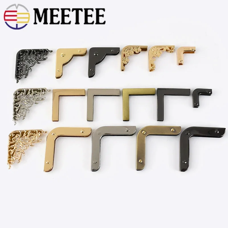 2/4/10Pcs Meetee 40mm Bag Corner with Screw Decoration Hardware Accessories for Handbag Edge Protection Metal Hook Buckle BF215