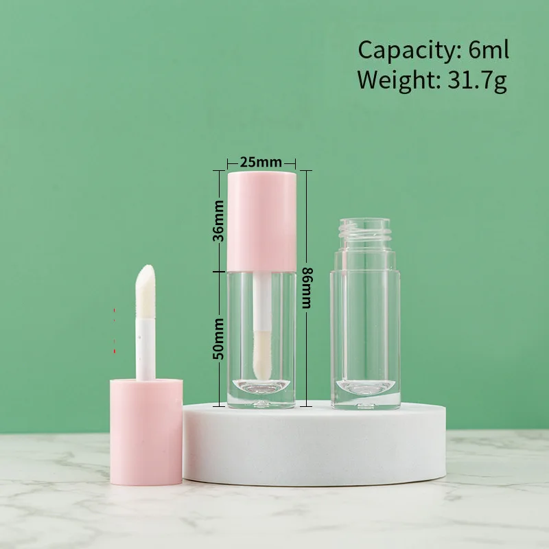 6 مللي أنبوب ملمع الشفاه فارغة المحمولة زجاجة ملمع الشفاه الصغيرة واضح أنابيب طلاء الشفاه عينة صغيرة مستديرة حاوية تعبئة مستحضرات التجميل