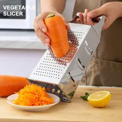 9 Inch 4 Sides Vegetable Grater Stainless Steel Sharp Blade Parmesan Cheese Ginger Carrot Box Grater Professional Kitchen Gadget