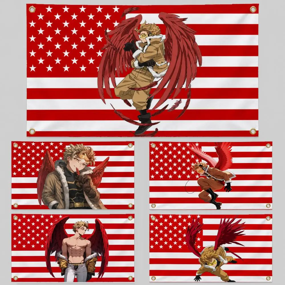 Anime My Hero Academia MHA Hawks Keigo Flags Wall Hanging Background Flag Wall Decor Banners for Outdoor Bedroom Dorm Room Decor
