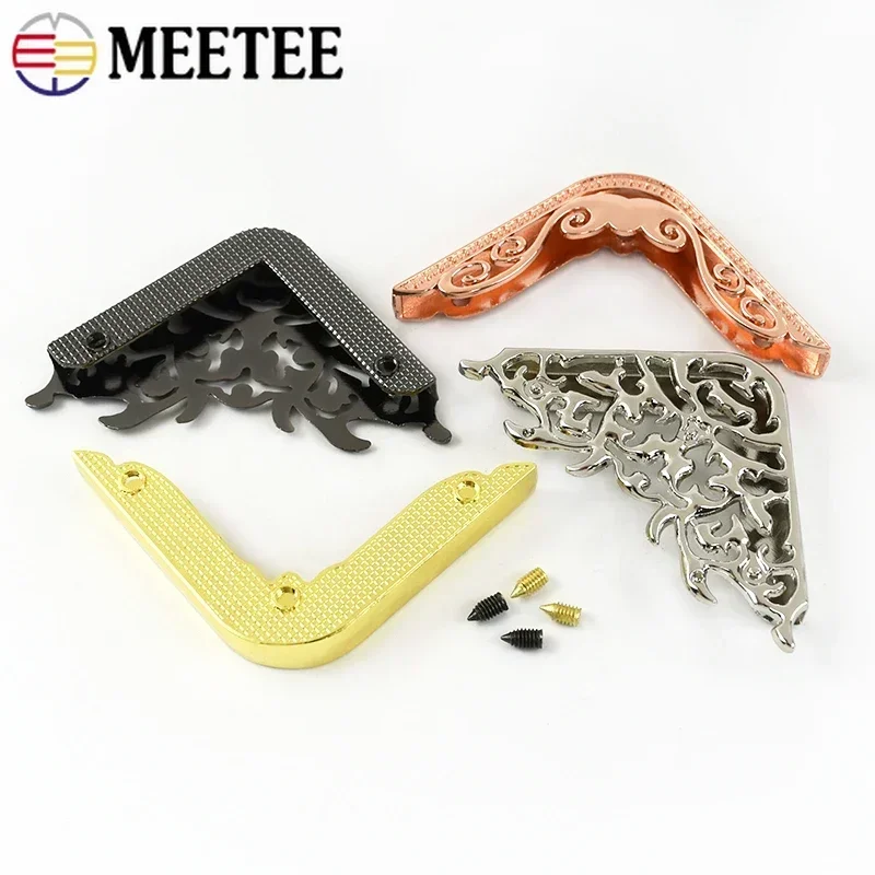 4/10/20Pcs Meetee Metal Bag Corner Protector Clip Buckles Wallet Album Menu Edge Cover Corners Screw Button Hardware Accessories