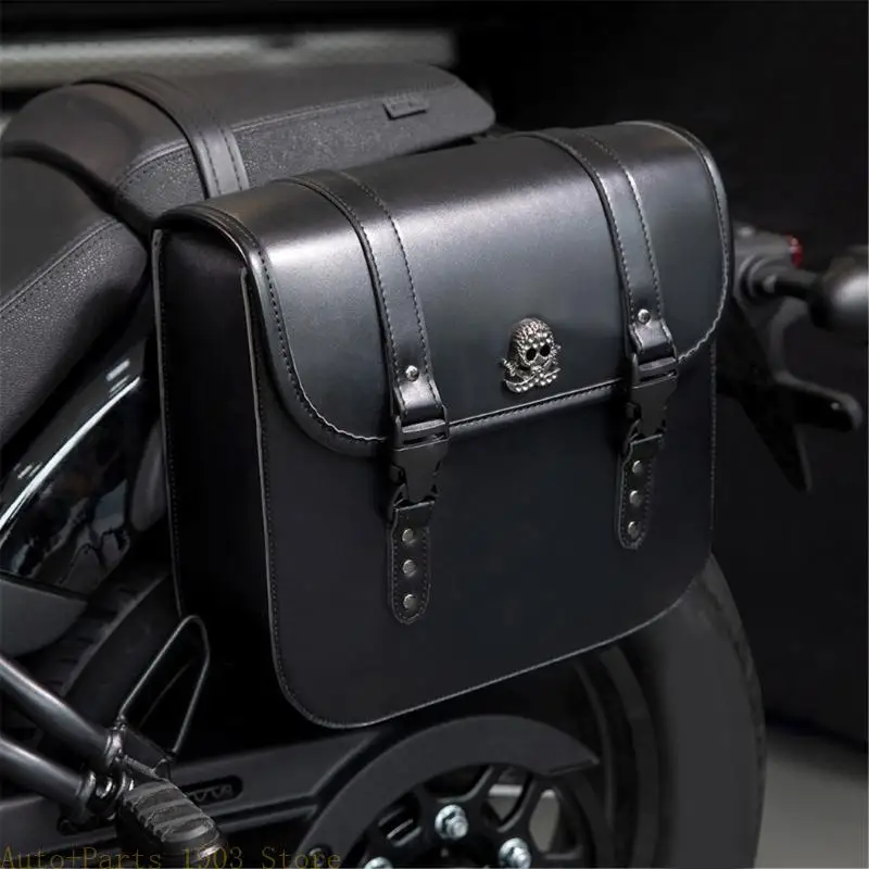 

E21C Universal Motorcycle Saddlebag Pair Waterproof Leather Storage Side Bags Set