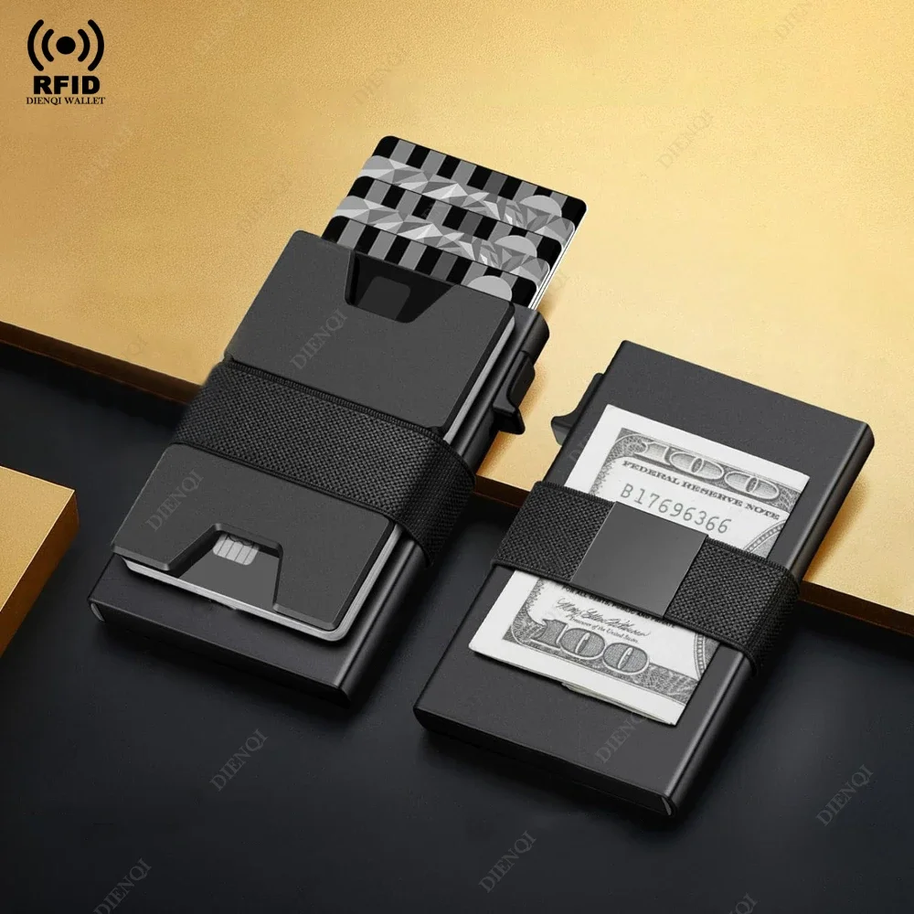 RFID Blocking Wallets Credit Card Holder ID Holders Luxury Money Clips Slim Thinbusiness Cardholder Automatic Pop Up Purses