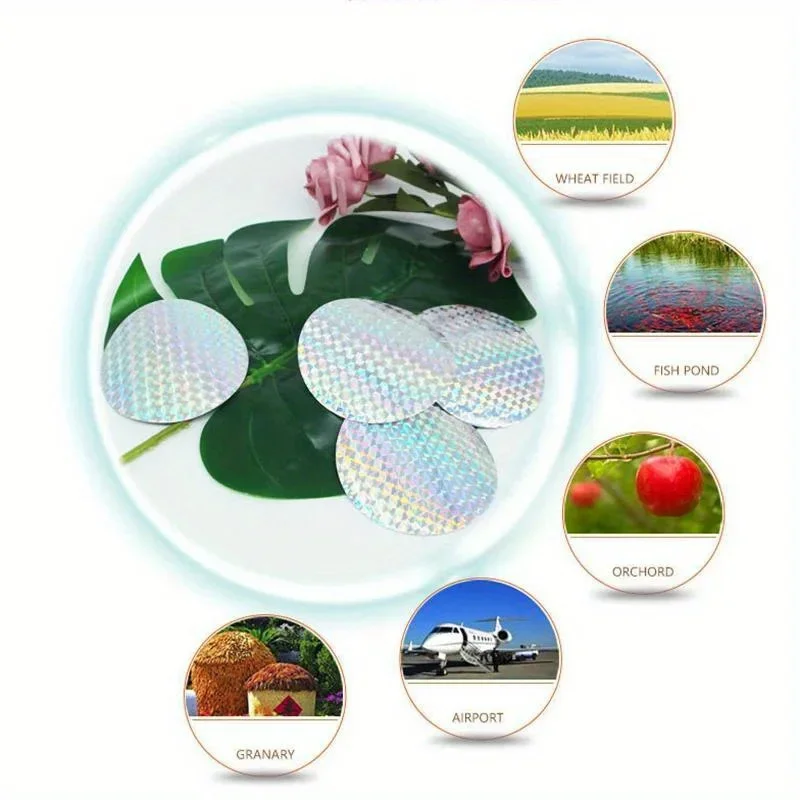 20 pcs Round Paste Type Bird Repellent Tape Reflective Anti Bird Scare Eflective Stick Tape Pigeon Farm Bird Chasing Tools