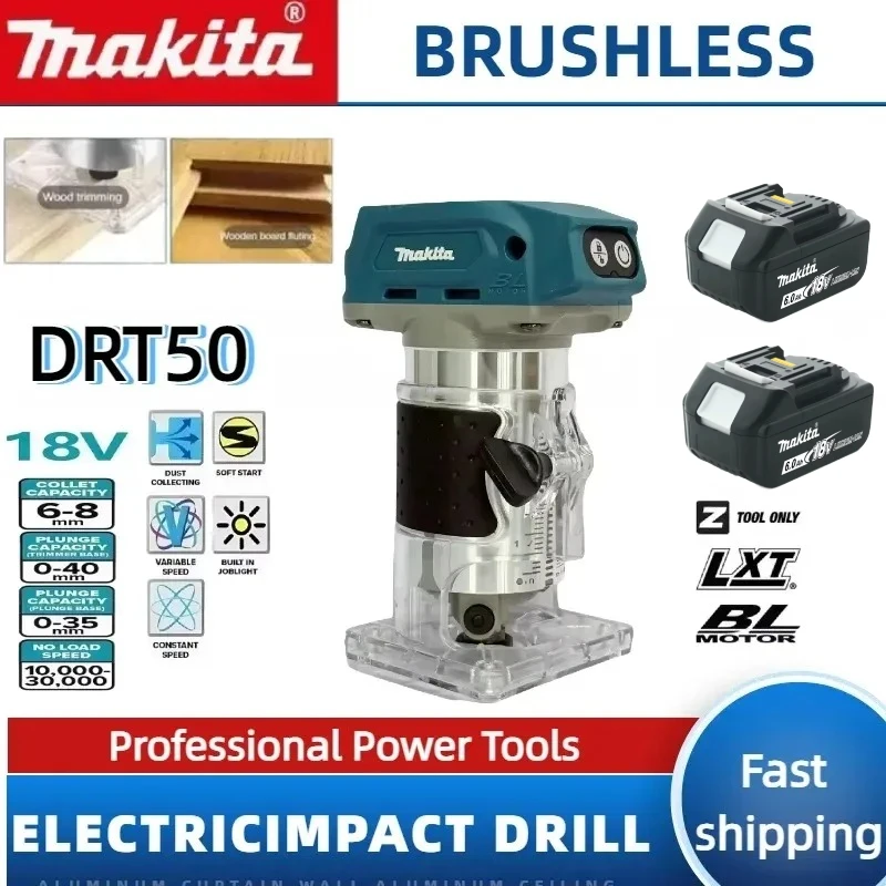 

Makita DRT50 Slotting Tool Cordless Trimmer Rechargeable Trimming Machine Milling Woodwork Engraving Machine Tool