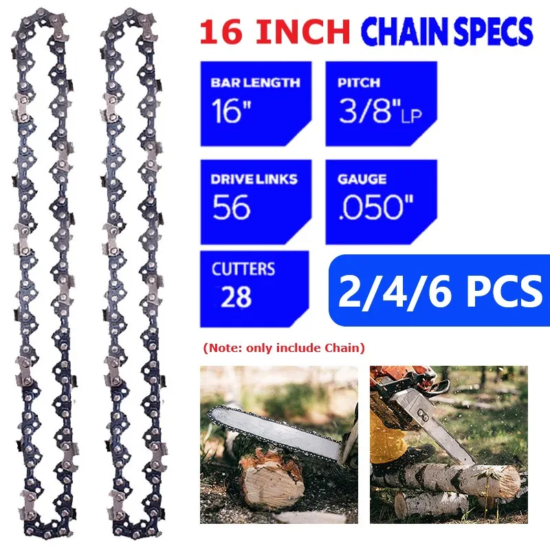 2/4/6 PCS 16 inch Metal Chainsaw Chain 3/8