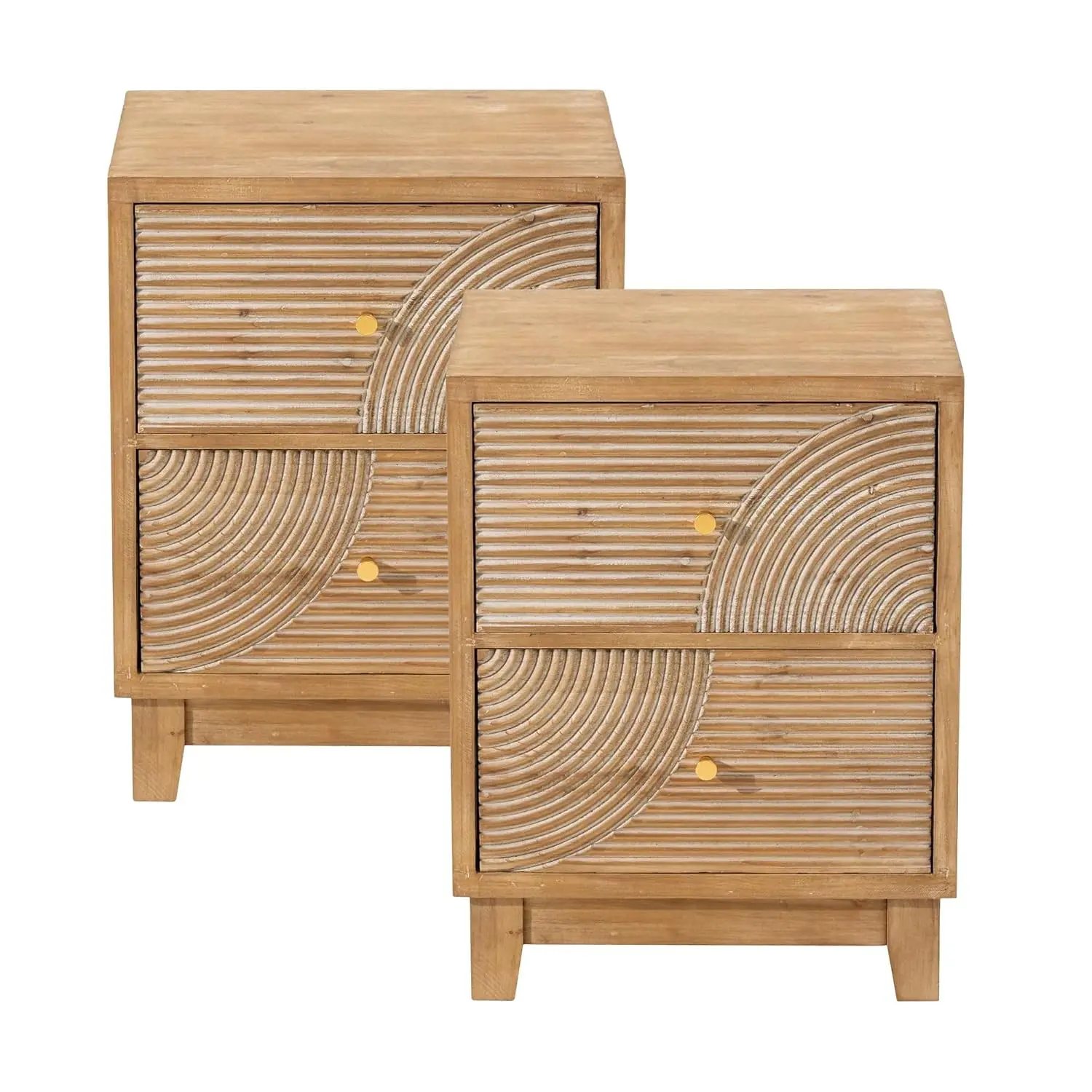 2-Drawer Farmhouse Nightstands 2-Pack Natural Wood, Customized