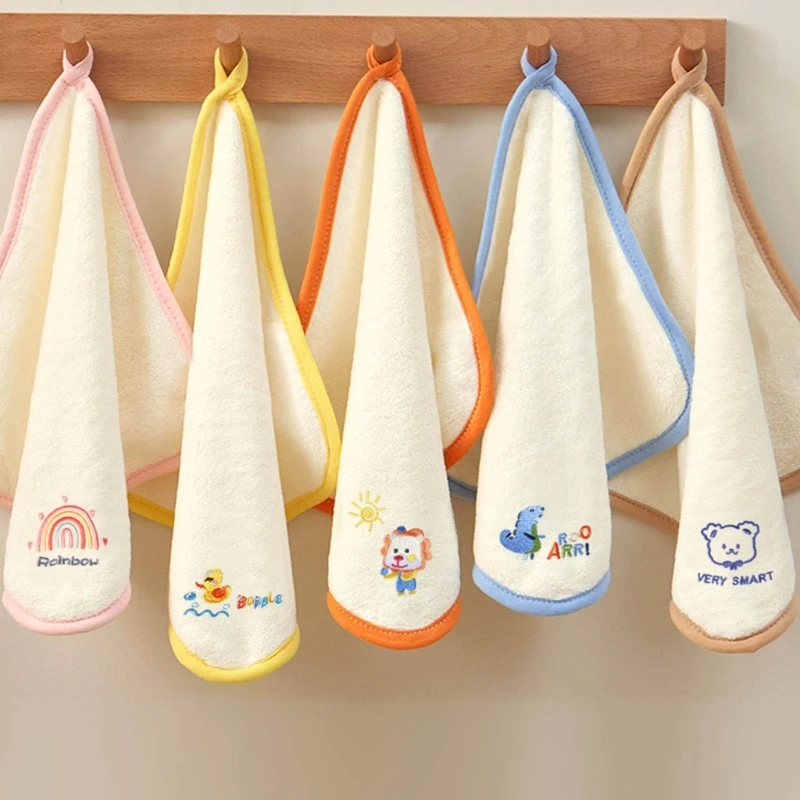 5Pcs/Set Baby Coral  Wiping Towel Square Handkerchief Strong Absorbent Hand Cloth for Newborn Infants Toddler 30cm