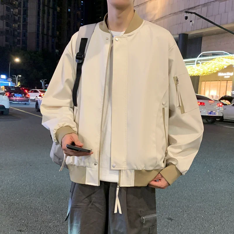 

Spring Autumn Men Plus Size Baseball Uniform Coat Fashion Casual Solid Bomber Jackets High Street Outwear Cardigan Clothing Tops