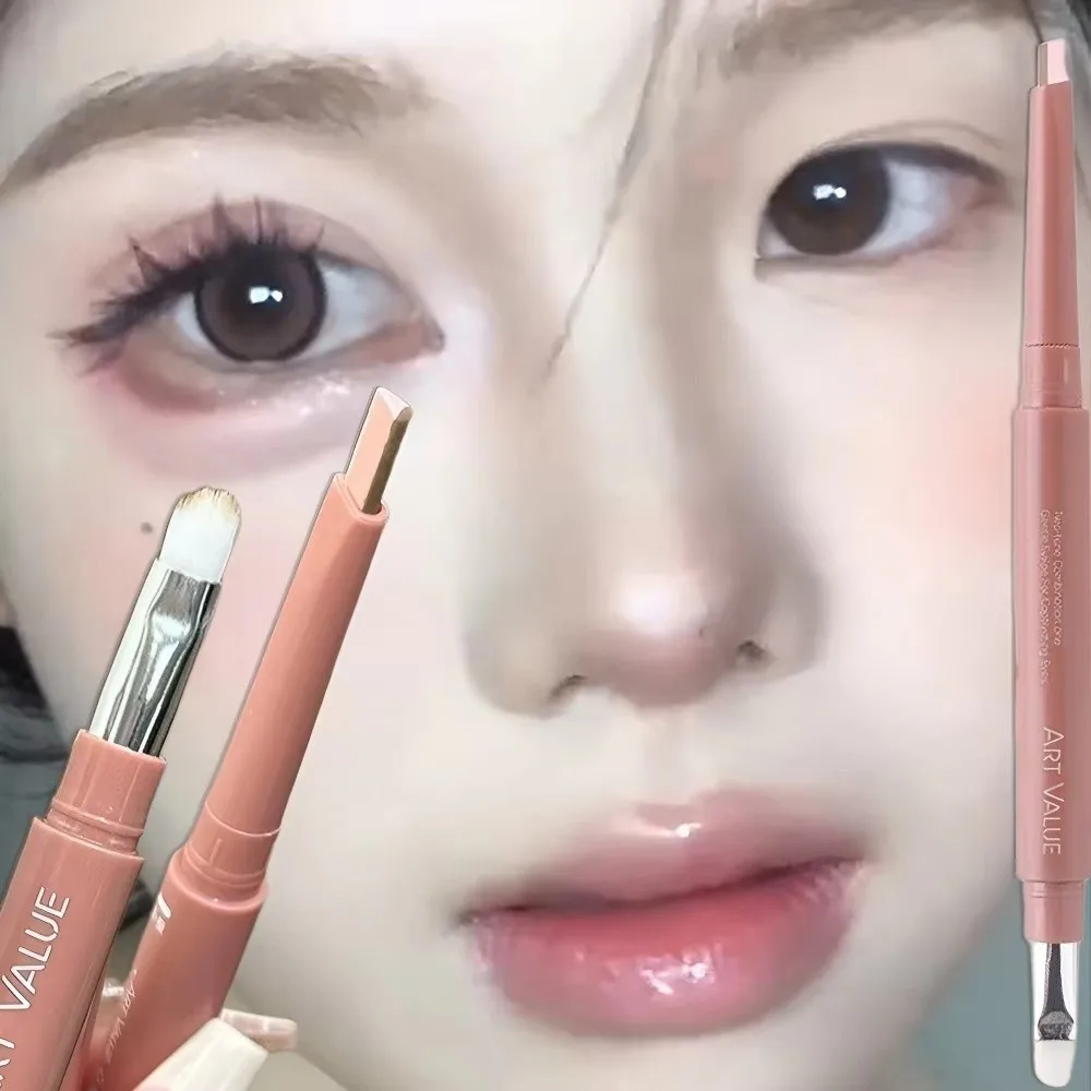 New 2 Color-Blocking Sleeping Silkworms Stick Pink Brown 2-in-1 Eyeshadow Stick Lower Lash Line Natural Eye Makeup Quick Makeup