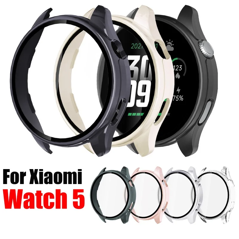 

Tempered Glass Case For Xiaomi Watch 5 Screen Protector Hard PC Cover Bumper Anti Scratch Shell For Xiaomi MiWatch 5 Accessories