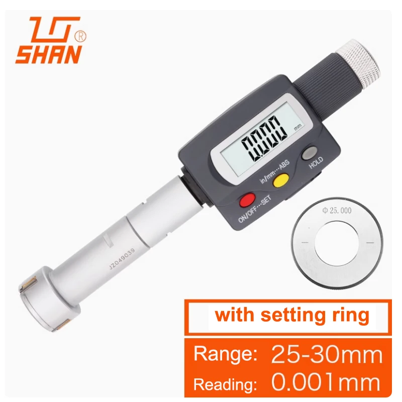 Aperture High Precision 0.005mm Three-Claw Inner Diameter Micrometer Three-Point Internal Measurement With Ring Gauges