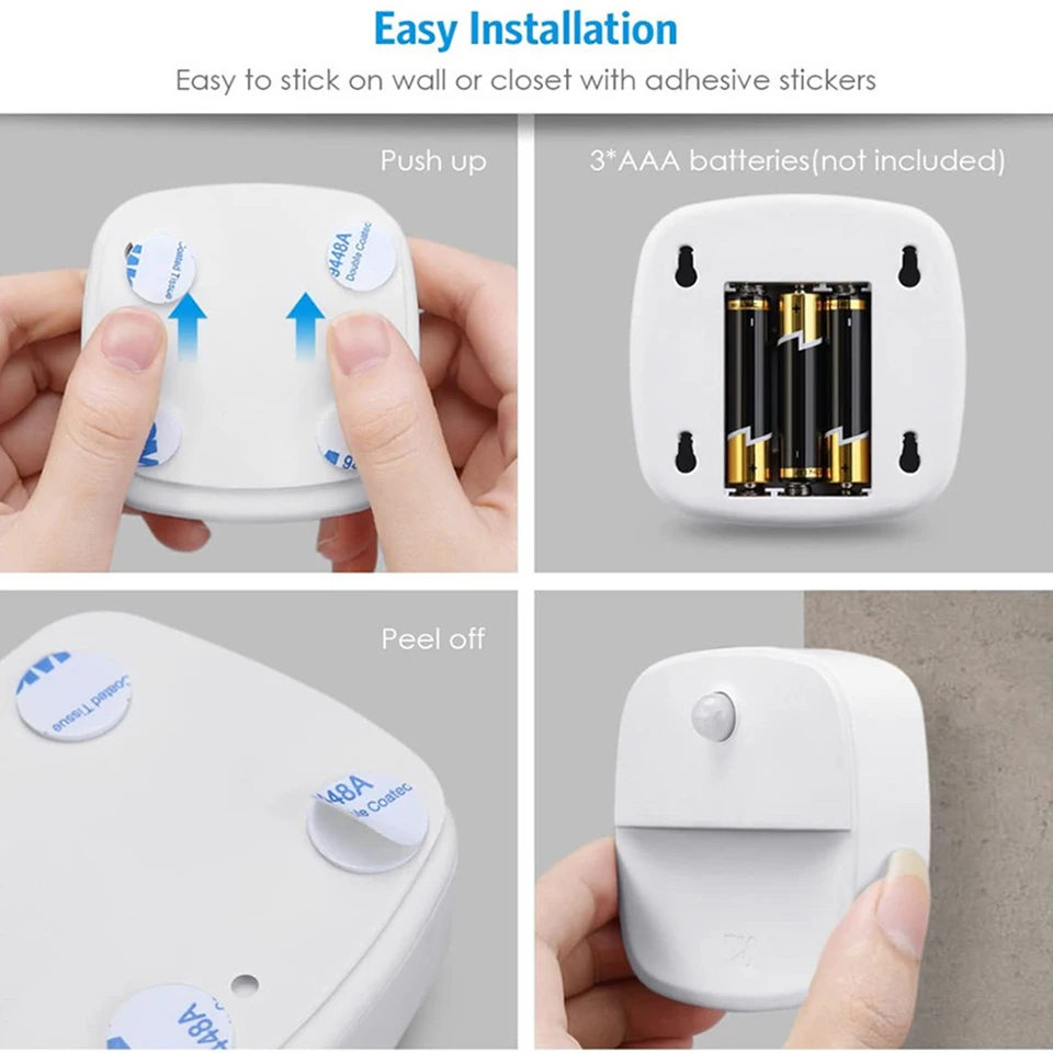 Motion Sensor Light Indoor LED Night Light Stick on Nightlight Battery Operated Lights for Hallway Stair Closet Bedroom Bathroom