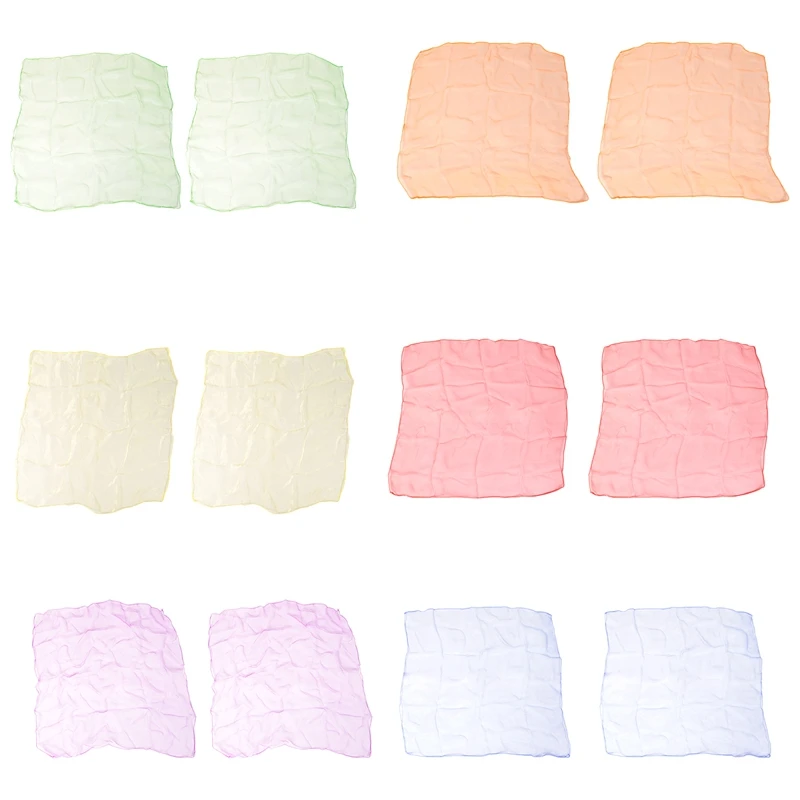 N37R_12Pcs أوشحة رقص حريرية مربعة الشكل 24 × 24 بوصة 6 ألوان #2