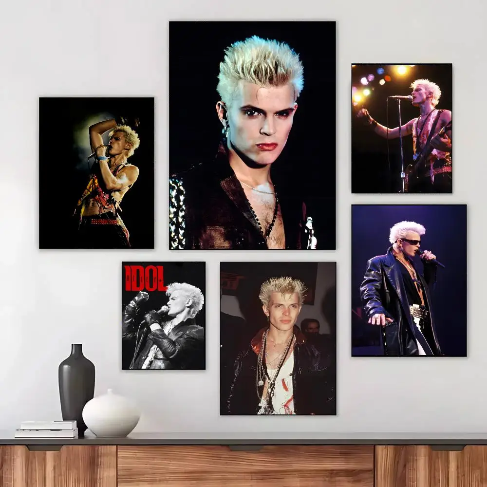 Singer B-Billy Idol Poster Self-adhesive Living Room Bedroom Party Bar Decor Moisture-proof Fade-resistant